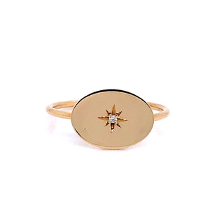 Anma 14ct Yellow Gold Oval Signet Set With Earth Grown Diamond Ring