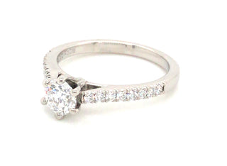 Pippa - Platinum 0.79ct Earth Grown Six Claw Solitaire Diamond Ring With Castle Set Diamond Shoulders