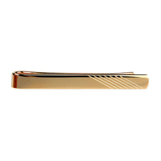 Gold Plated Tie Slide With Diagonal Lines