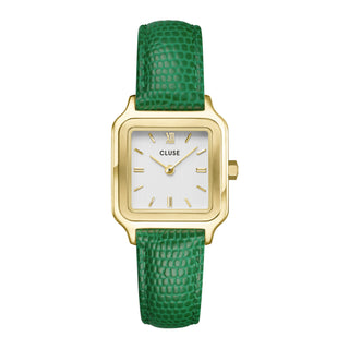 Cluse Gracieuse Petite Watch Leather, Emerald Green Lizard, Gold Colour