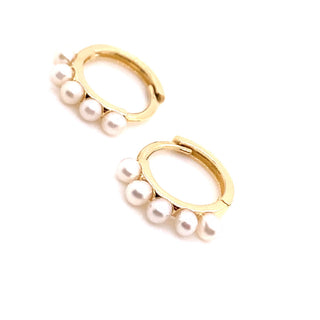 9ct Yellow Gold Hoops with Dotted Pearls