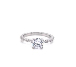 Sterling Silver CZ Round Solitaire with CZ Set Shoulders