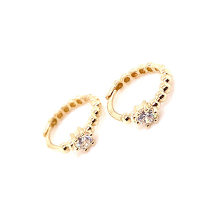 9ct Yellow Gold Ridged Hoops with CZ