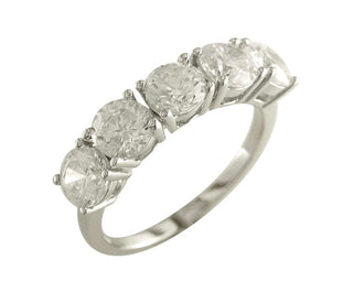 Sterling Silver Cz 5 Stone Eternity Ring