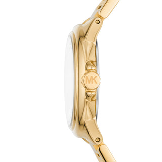 Michael Kors Camille Ladies Gold-Toned Watch Silver Sunray Dial