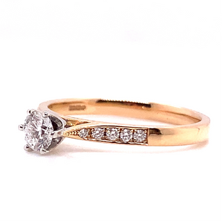 18ct Rose Gold Solitaire with Pave Set Shoulder Diamond Engagment Ring