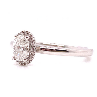 18ct White Gold Oval Halo Diamond Engagement Ring