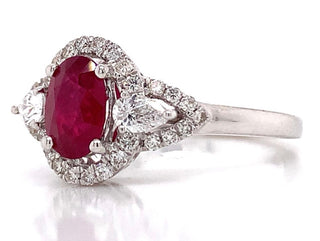 18ct White Gold Earth Grown Ruby And Diamond Ring