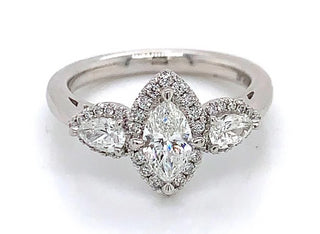 Lydia - Platinum Earth Grown Marquise Halo Ring