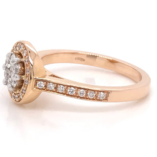 18ct Rose Gold Illusion Halo 0.40ct Earth Grown Diamond Engagement Ring