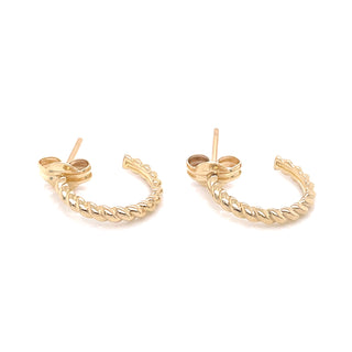 9ct Yellow Gold Twisted Stud Hoops