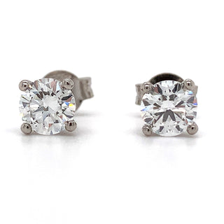 18ct White Gold 1.19ct Total Lab Grown Round Diamond Stud Earrings