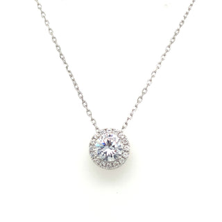 Sterling Silver Round Cz Halo Pendant