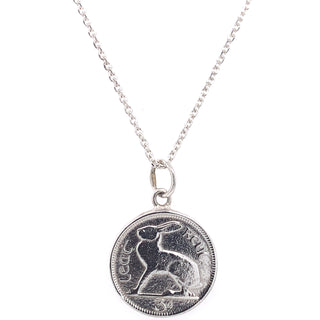 Tadgh Óg Solid Sterling Silver Hare 3p Irish Coin Pendant'
