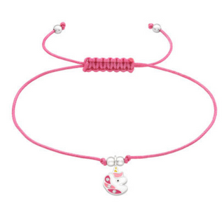 Children's Silver Unicorn Adjustable Corded Bracelet with Crystal