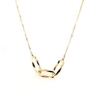 9CT YELLOW GOLD DIAMOND CUT LINKED-OVALS ADJUSTABLE NECKLACE