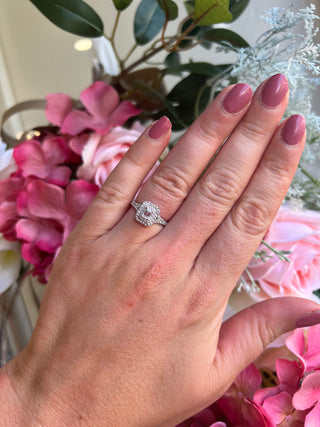 Aletta Emerald Cut Double Halo Diamond Engagement Ring