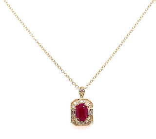9ct Yellow Gold Earth Grown 0.70ct Ruby, White Sapphire and Diamond Pendant