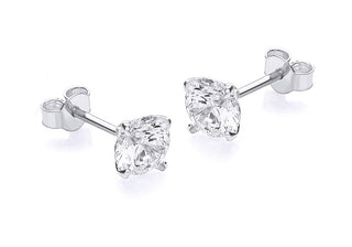 9ct White Gold 6mm Round Cz Stud Earrings