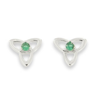 Sterling Silver Trinity Stud with Green CZ