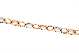 18ct Yellow & White Gold Two Tone Oval Linked Braclet