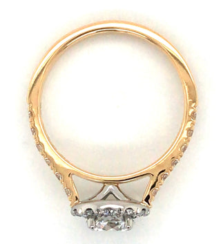 18ct Yellow Gold And Platinum Round Brilliant Halo Diamond Ring
