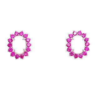 Sterling Silver Pink CZ & Opal Stud Earrings