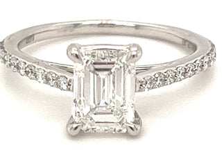 Gaia 1.73ct Emerald Cut Lab Grown Solitare With Castle Band Platinum