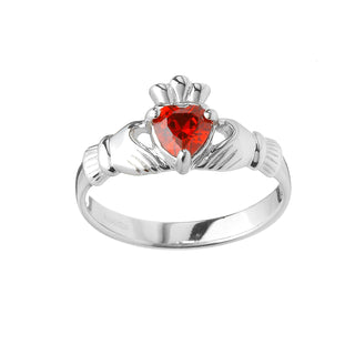 Sterling Silver January Birthstone Claddagh Ring