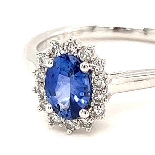 Earth Grown Sapphire & Diamond Cluster in 18ct White Gold