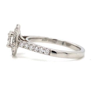 Harriot - Platinum 0.89ct Round Halo Castle Set Engagement Ring