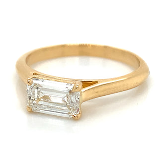 Alicia - 18ct Yellow Gold 1ct Laboratory Grown Horizontally Set Emerald Cut Diamond Ring
