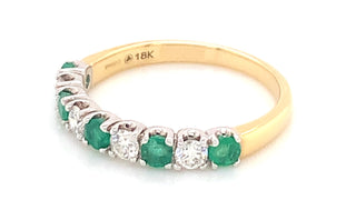 18ct Yellow Gold Emerald And 0.33ct Diamond Eternity Ring