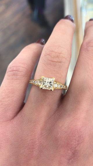 Amy - 18ct Yellow Gold Princess Cut Pave Shank Diamond Engagement Ring