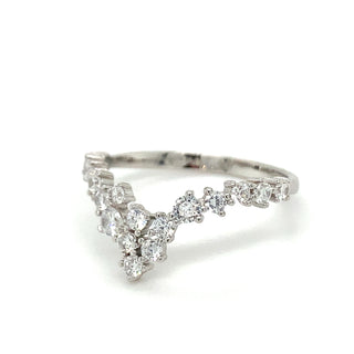 Sterling Silver Scattered CZ Crown Ring