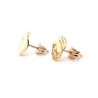 9ct Yellow Gold Textured Disc Studs