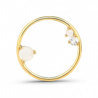 Lav'z Stardust Maxi Circle Earring with Moonstone & White Topaz