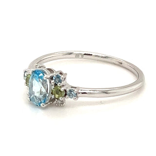 Earth Grown Topaz , Peridot and Diamond 18t White Gold Ring