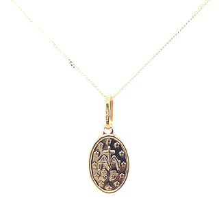 9ct Yellow Gold Small Oval Reversible Miraculous Medal Pendant