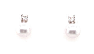 Sterling Silver Cz & Pearl Earrings