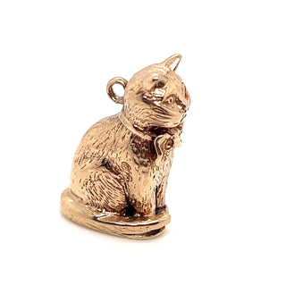 Vintage Solid 9ct Gold Cat Charm