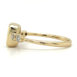 9ct Yellow Gold 1.33ct Emerald Cut Garnet Ring with Side Diamonds