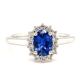 Earth Grown Sapphire & Diamond Cluster in 18ct White Gold