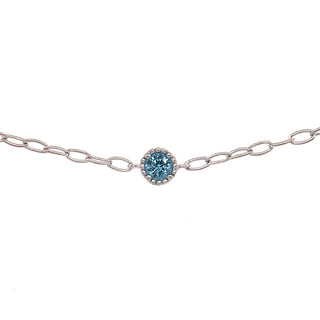 Sterling Silver Link Bracelet with Clear Turquoise Stone