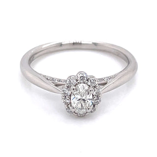 .50ct Oval Cluster Platinum Earth Grown Diamond Ring