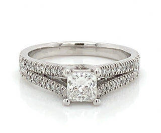 Camille Platinum Princess Cut Split Shank Diamond Engagement Ring