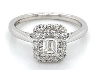 Emerald Cut Double Halo Earth Grown Diamond Engagement Ring