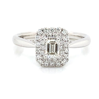 Emerald Cut Double Halo Earth Grown Diamond Engagement Ring
